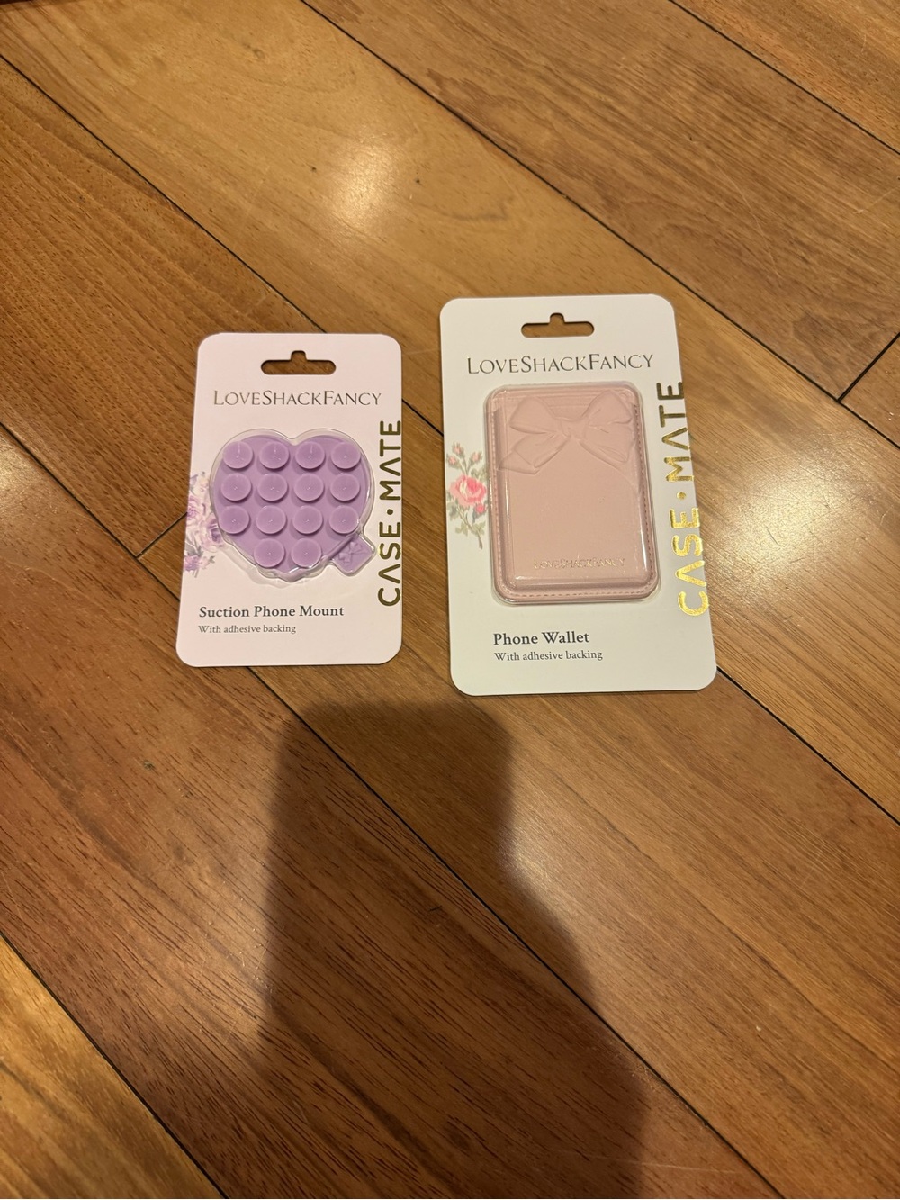 LoveShackFancy x Target Pink Phone Wallet & purple Suction Mount Set